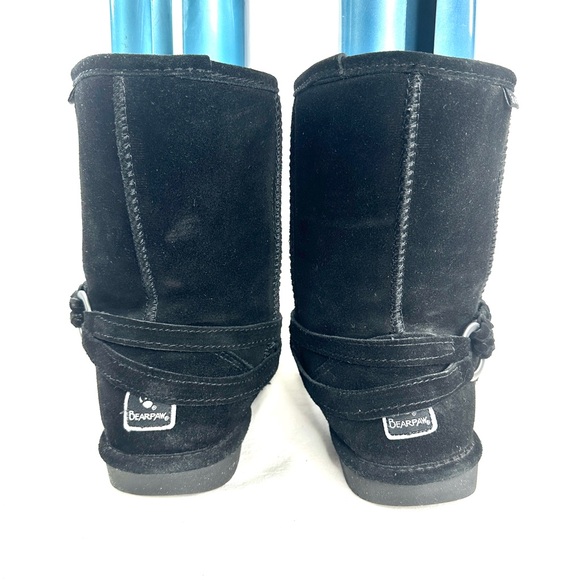 Bearpaw Adele Women Size 9 Wide Black Suede Boot Winter Braided Harness - Picture 3 of 10
